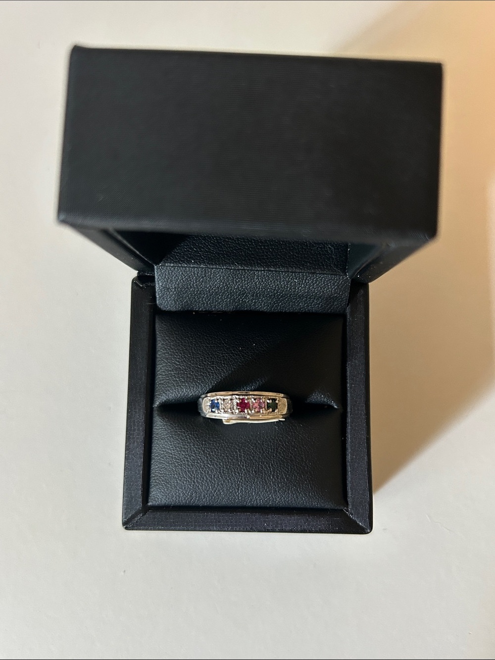 Alloy Silver Multi-Gem Costume Ring - Size 7